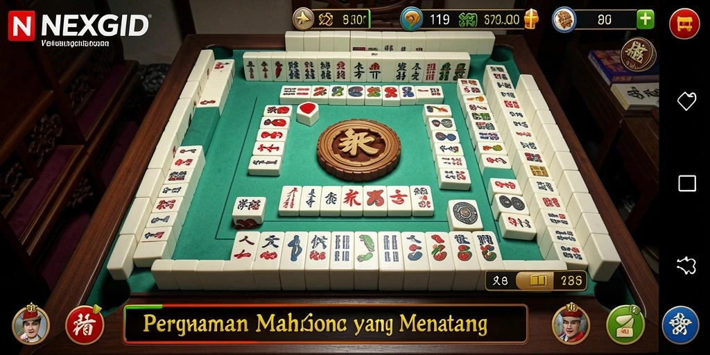 Tampilan gameplay menarik NEXGID dengan berbagai tantangan Mahjong.